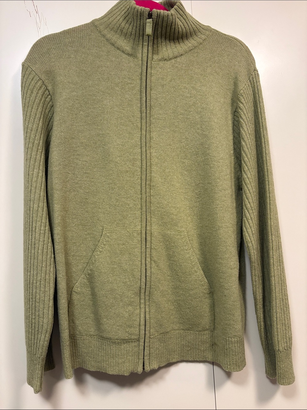 Vintage Life is Good Full-Zip Green Knit Sweater wool blend XL